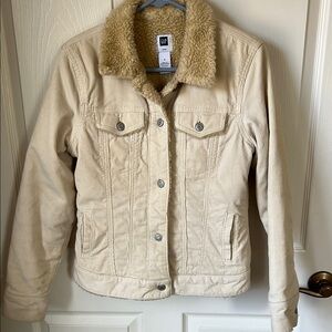 GAP Cream Sherpa-Lined Women's Corduroy Jacket